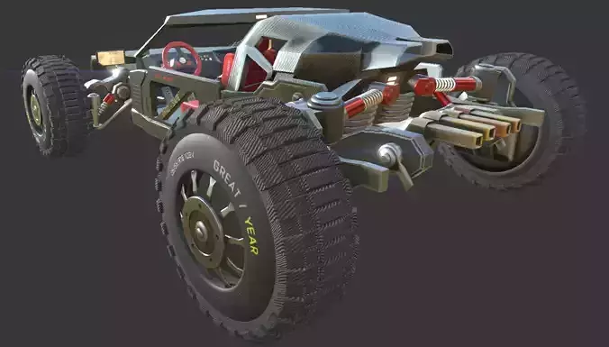 SCI-FI BUGGY Medium High Poly Model