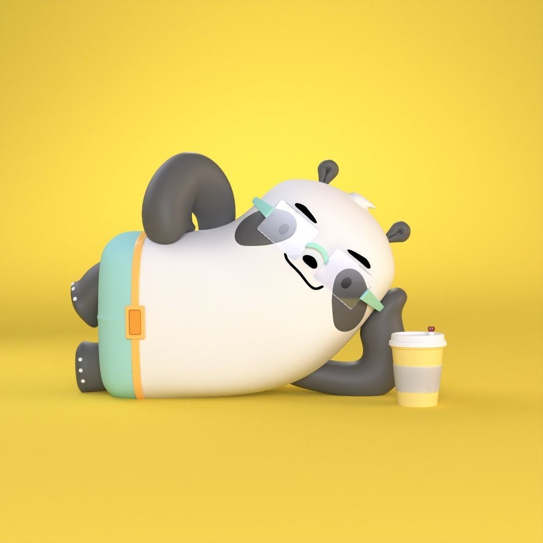 Panda Coffee Chill 3D print model_1