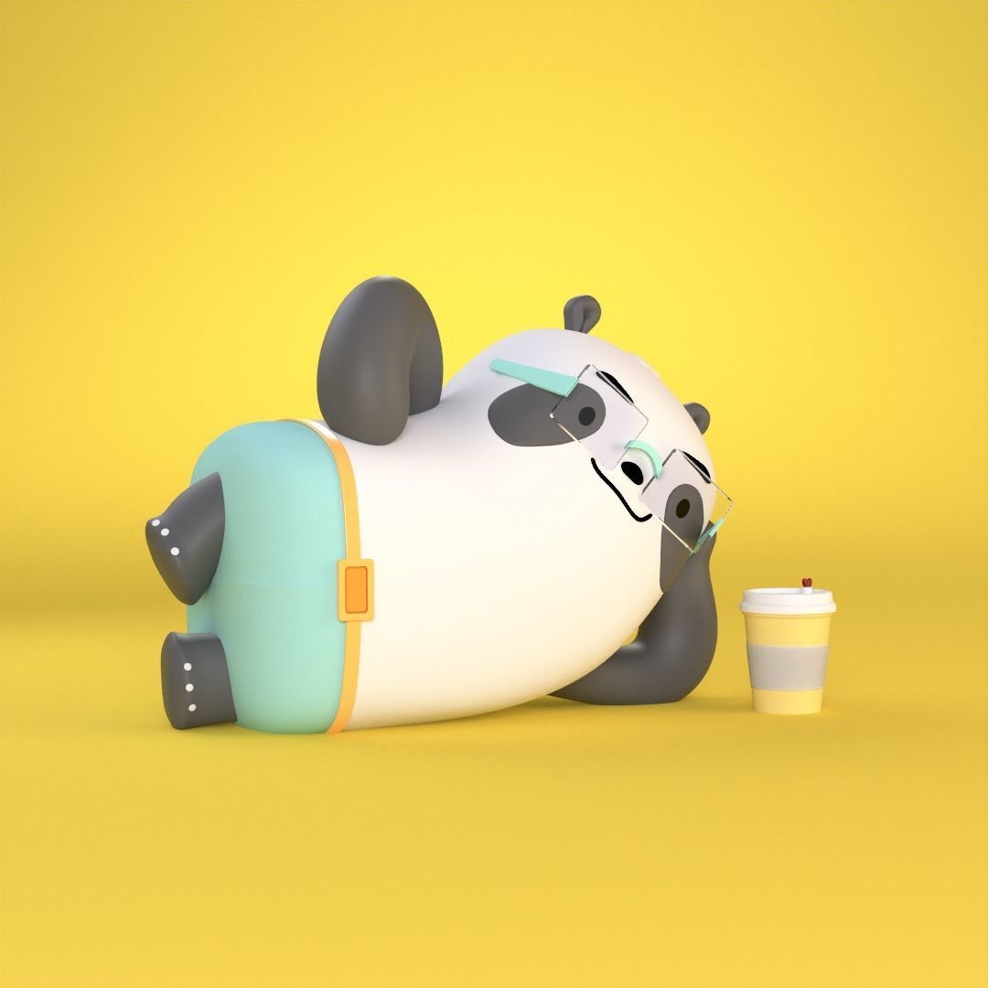 Panda Coffee Chill 3D print model_2