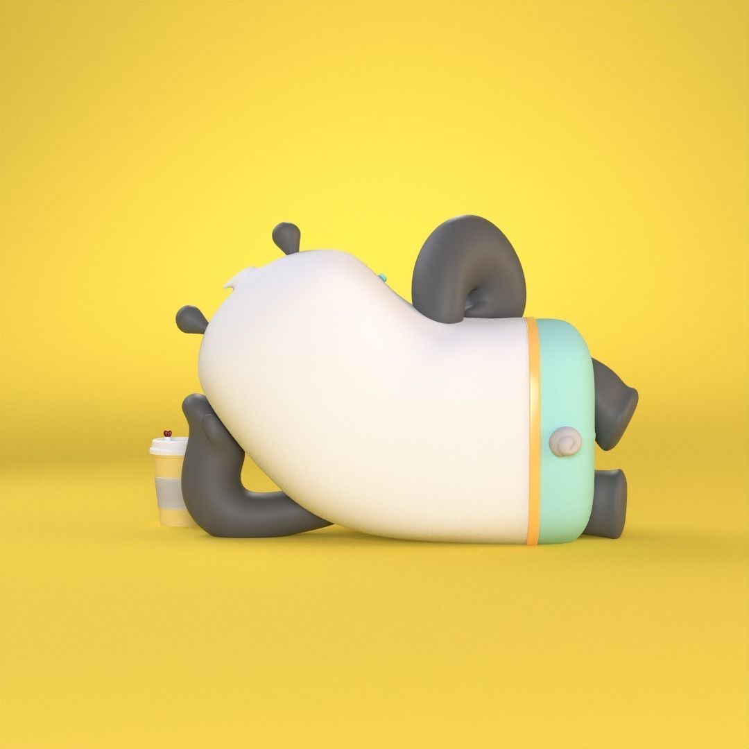 Panda Coffee Chill 3D print model_3