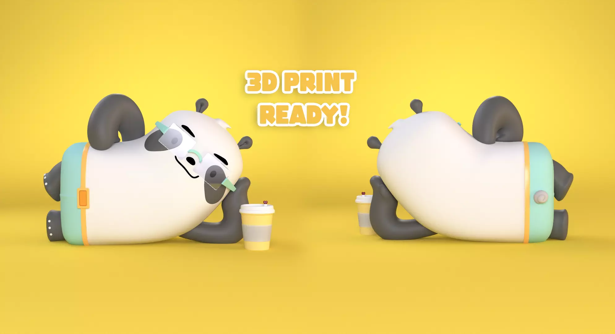 Panda Coffee Chill 3D print model_0