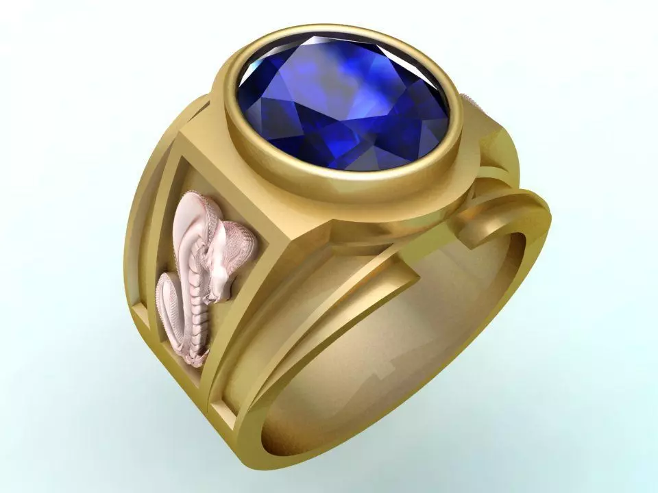 Cobra ring - Snake ring - Oval stone ring - N5393 3D print model