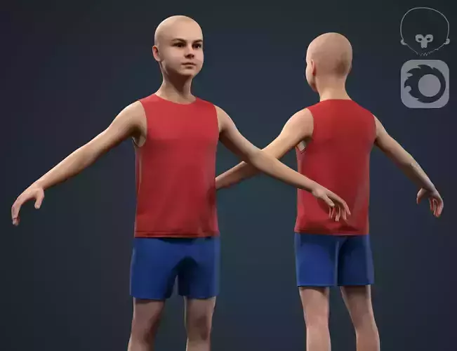 Little boy Low-poly 3D model