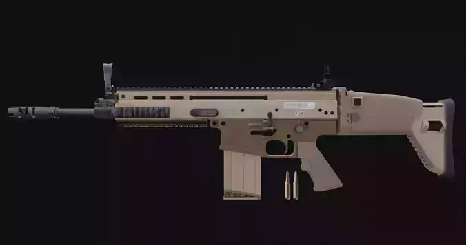 Low Poly Game ready Fn-Scar tan rifle