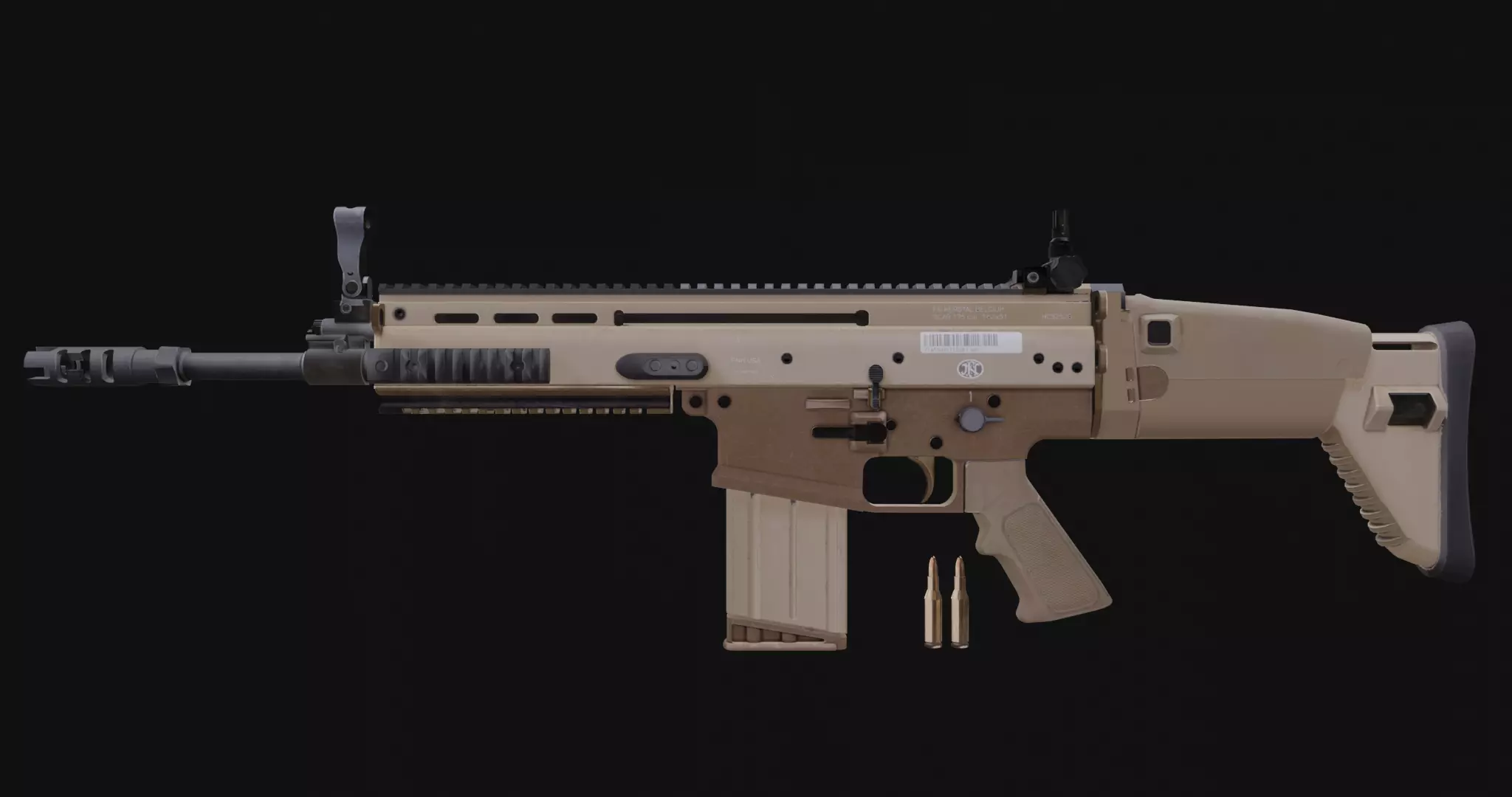 Low Poly Game ready Fn-Scar tan rifle Low-poly 3D model_0
