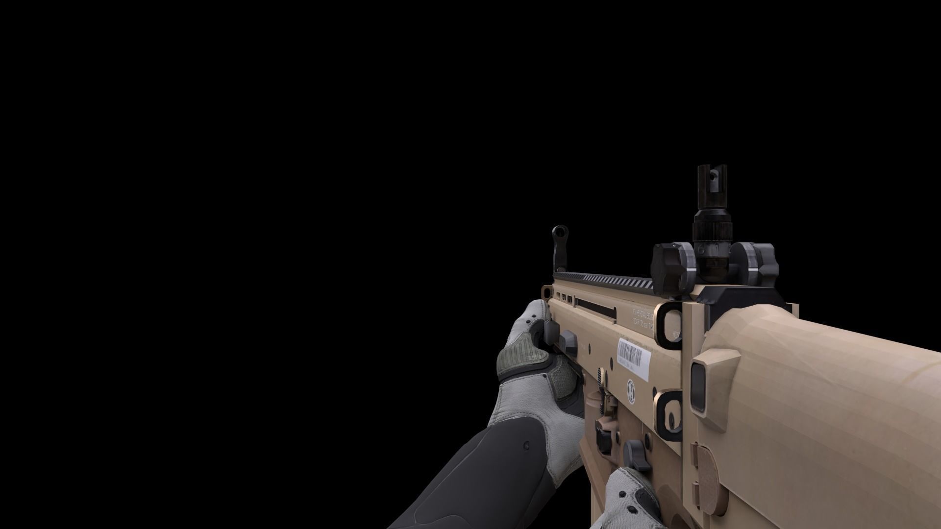Low Poly Game ready Fn-Scar tan rifle Low-poly 3D model_14