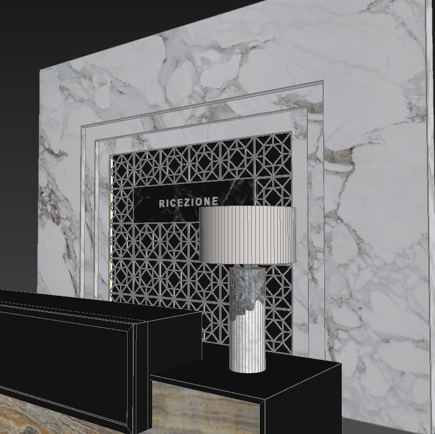Reception marble and gold desk 3D model_5