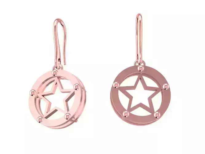 Star Circle Drop Earrings Jewelry 1370