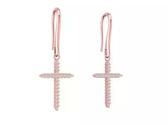 Diamond Cross Earrings for Religious Ceremony 1371