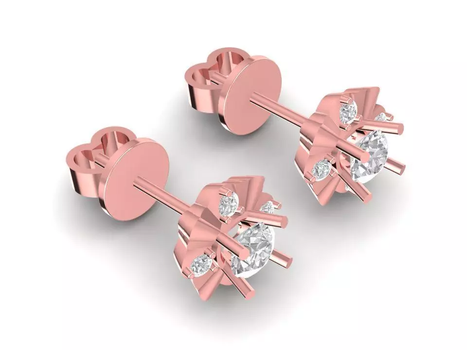 Classic Prong Set Diamond Stud Earrings Jewelry Model 1372 3D print model