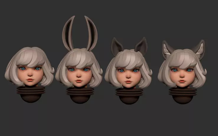 Space nuns anime heads - 46 heads 3D print model
