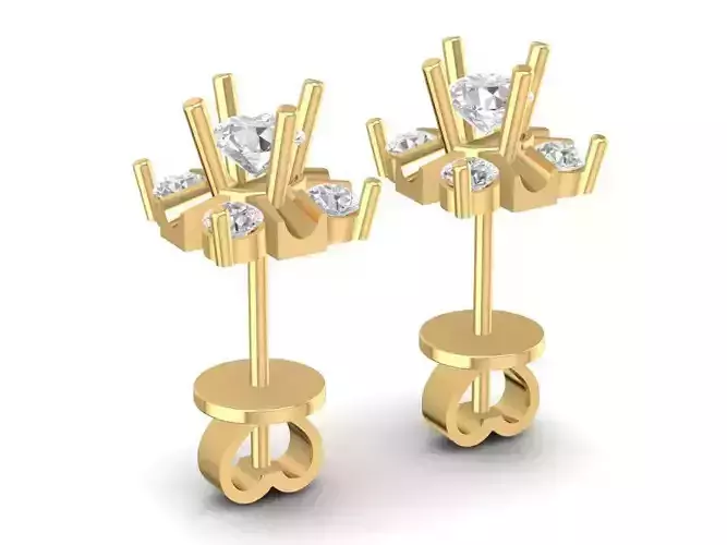 Elegant Baguette and Round Diamond Stud Earrings for Women 1376