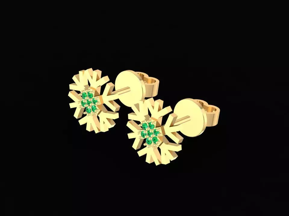 Elegant Snowflake Flower Stud Earrings Jewelry Design 1383 3D print model
