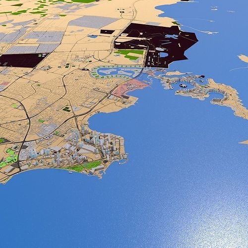 Doha city Qatar 2021 Low-poly 3D model
