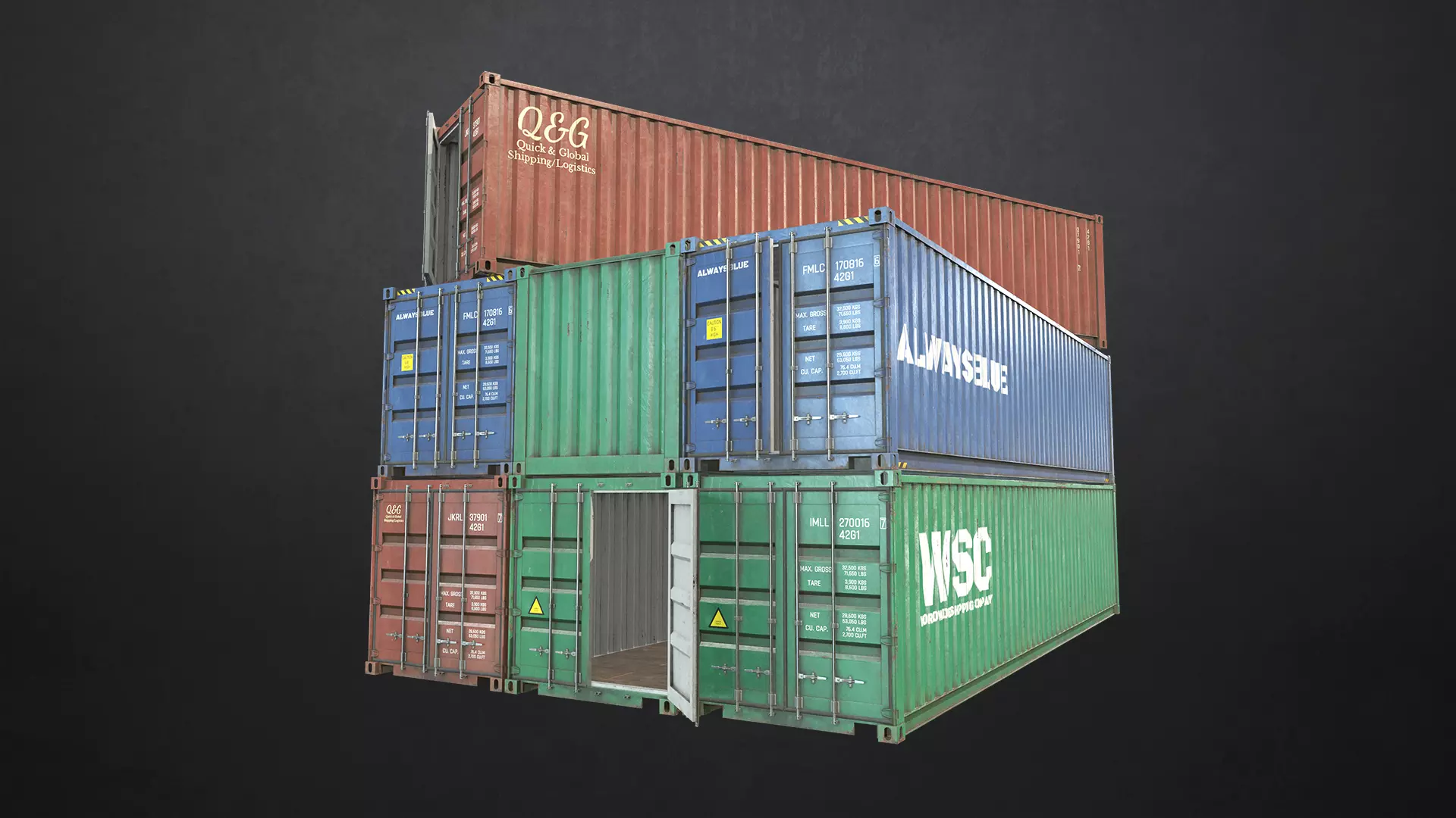 Shipping Container Low-poly 3D model_0