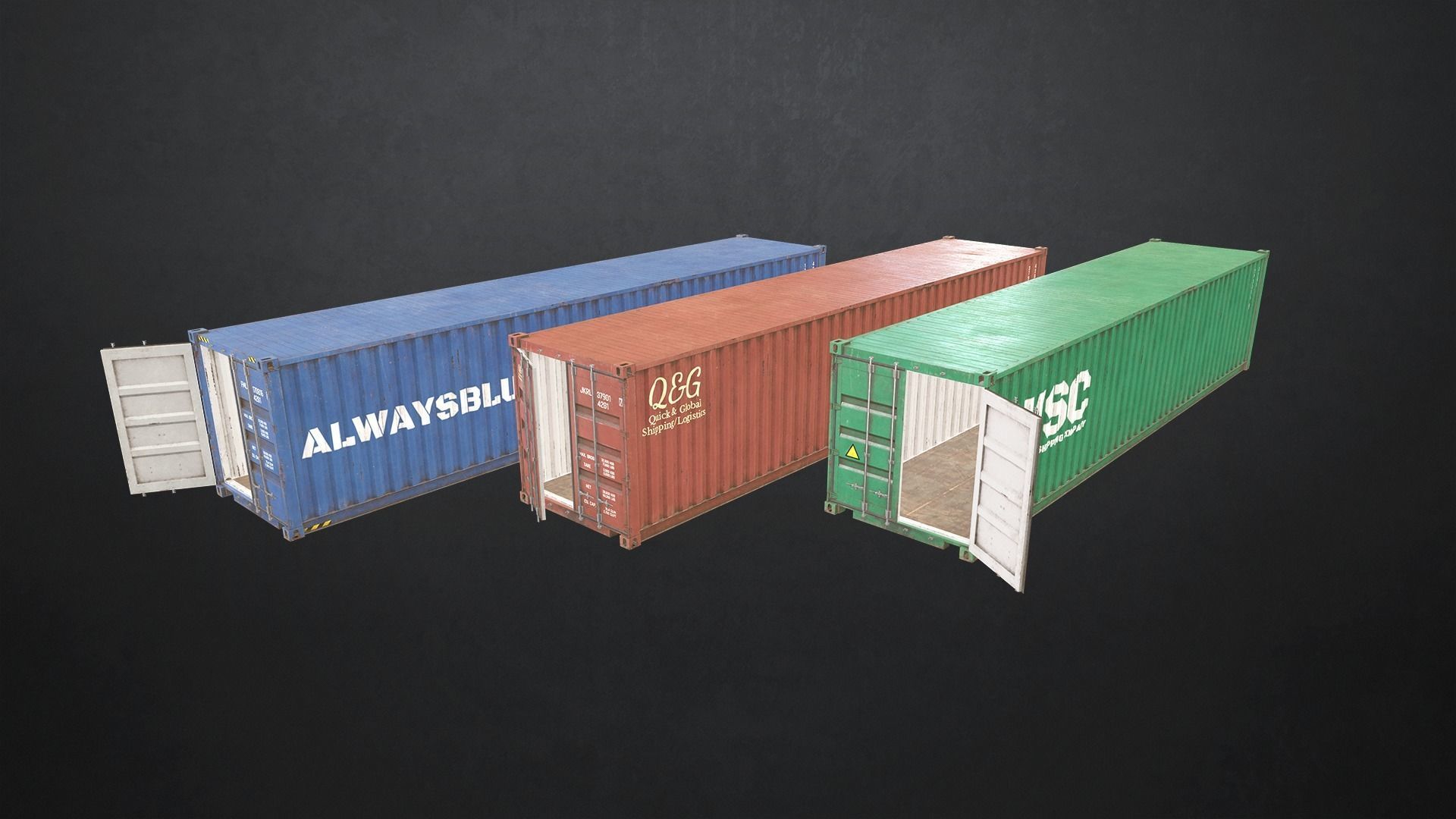 Shipping Container Low-poly 3D model_13