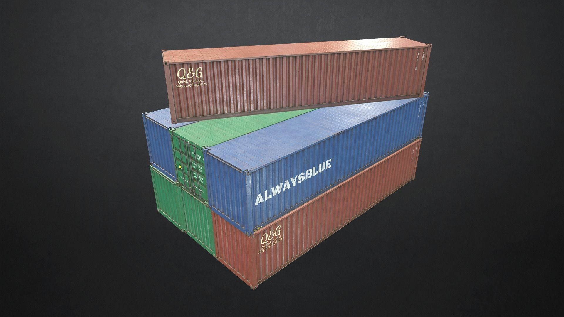 Shipping Container Low-poly 3D model_2