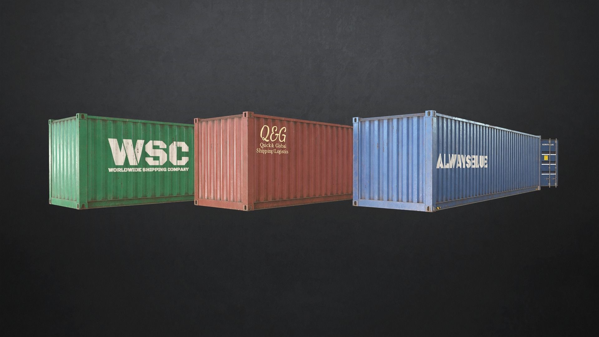 Shipping Container Low-poly 3D model_14