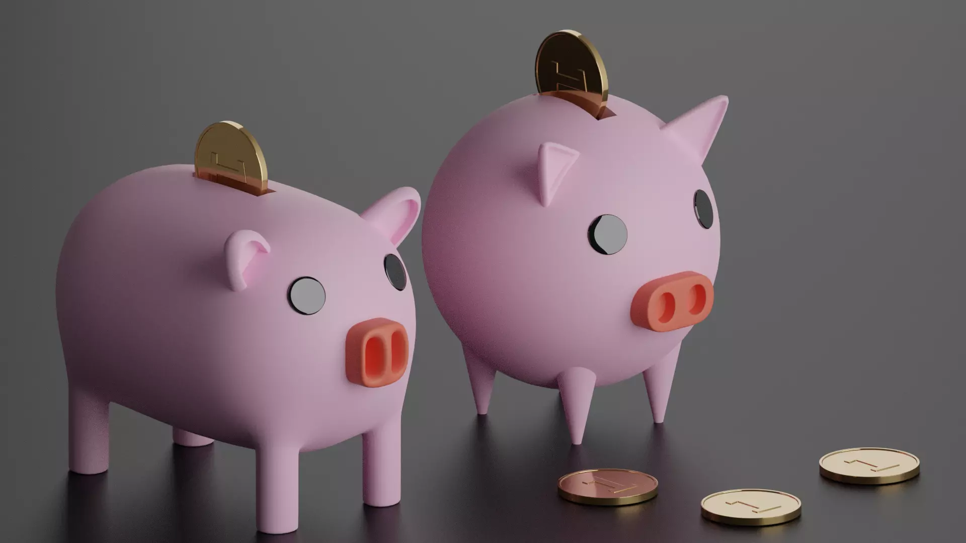 Piggy Bank With Coins Low-poly 3D model_0