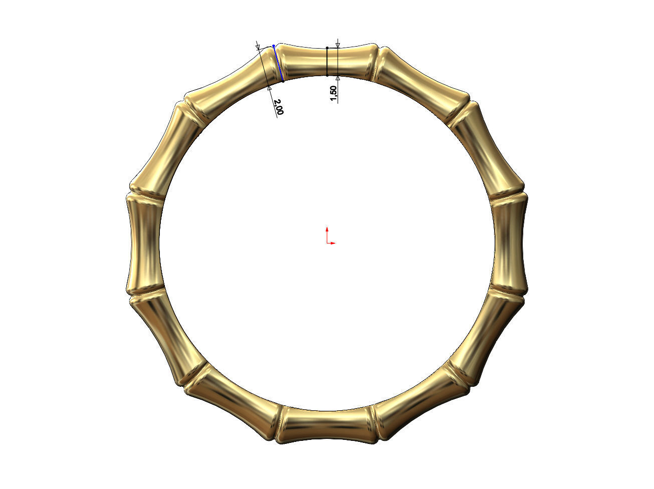 Double row bamboo shaped band US sizes 6 7 8 9 3D print model_6