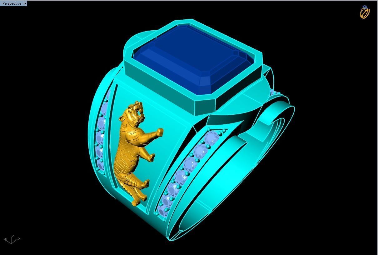 Tiger Rings - Men ring 3D print model_1