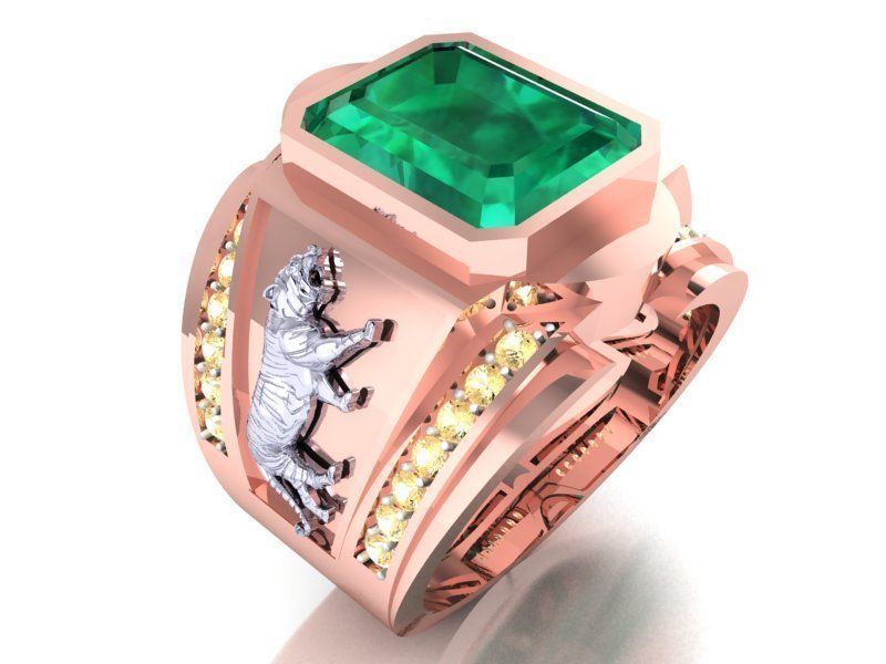 Tiger Rings - Men ring 3D print model_8