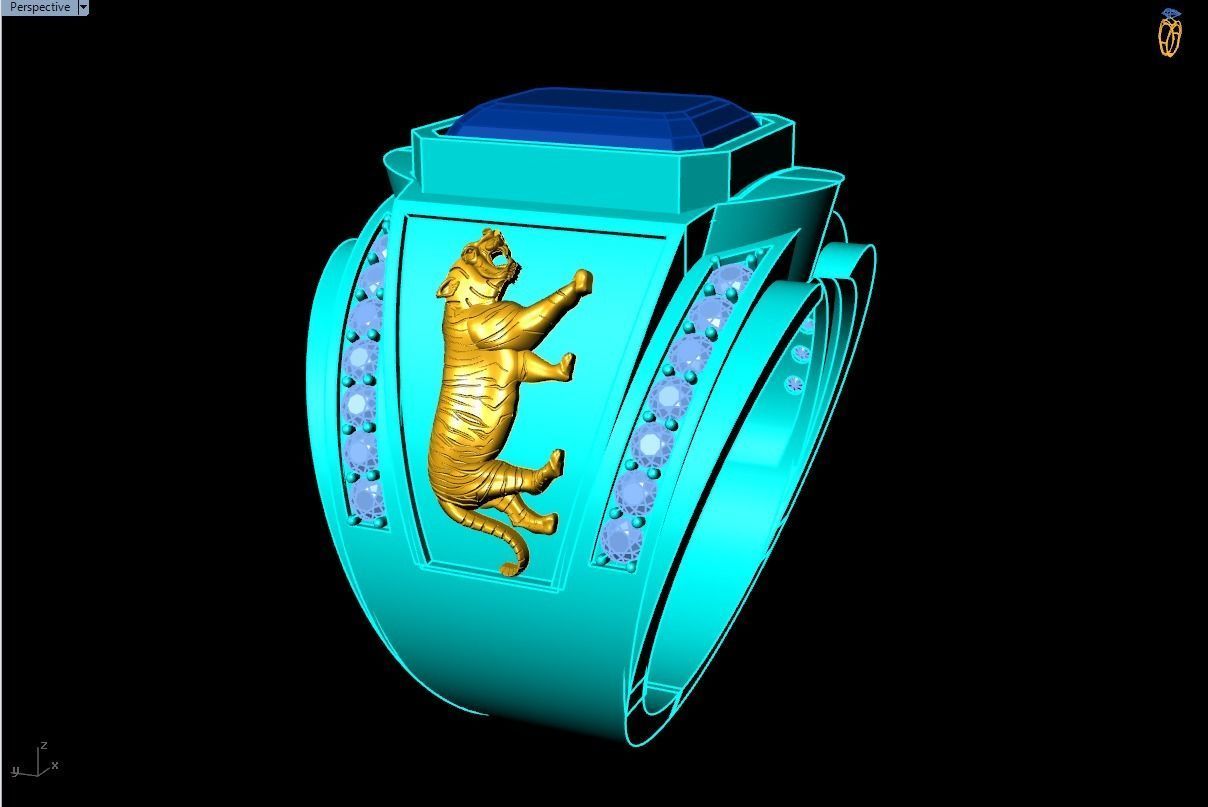 Tiger Rings - Men ring 3D print model_10