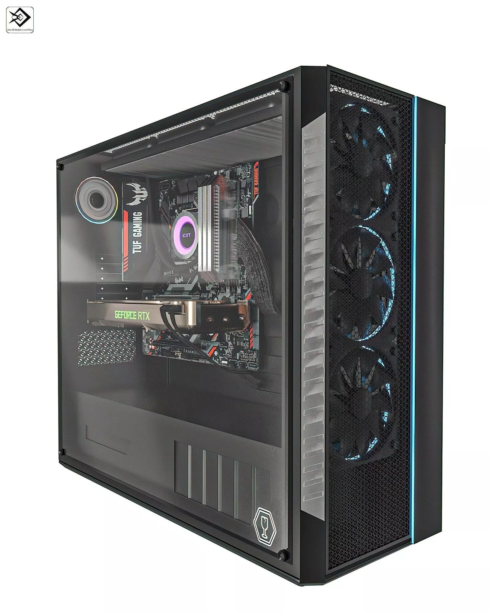 Gaming PC Low-poly 3D model_0