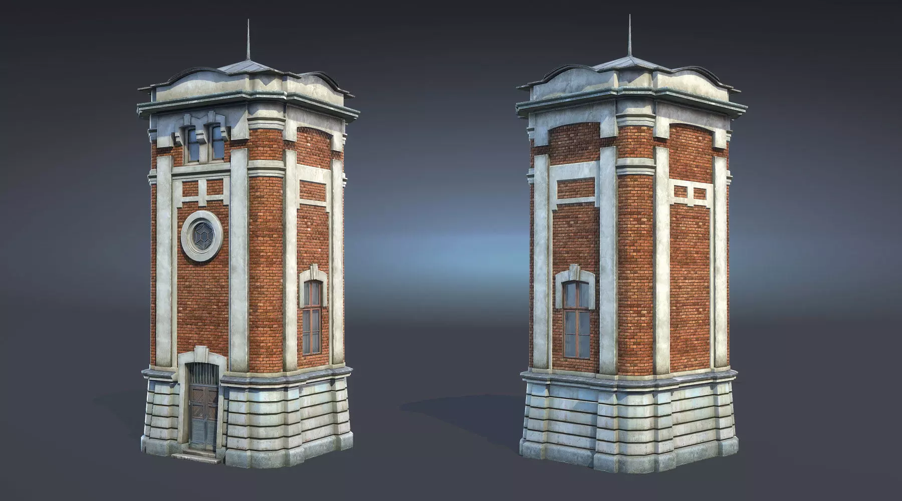 Water Tower 01 Low-poly 3D model_0