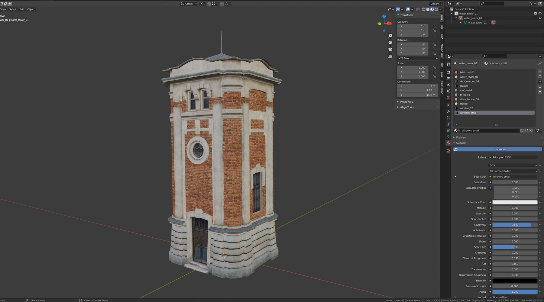 Water Tower 01 Low-poly 3D model_13
