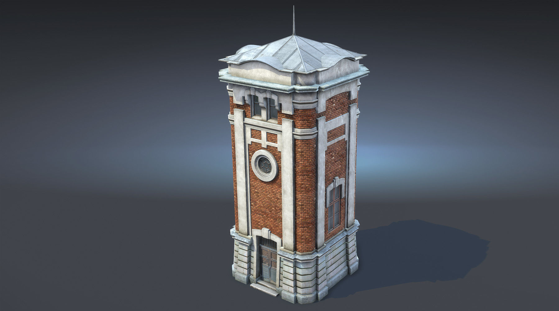 Water Tower 01 Low-poly 3D model_6
