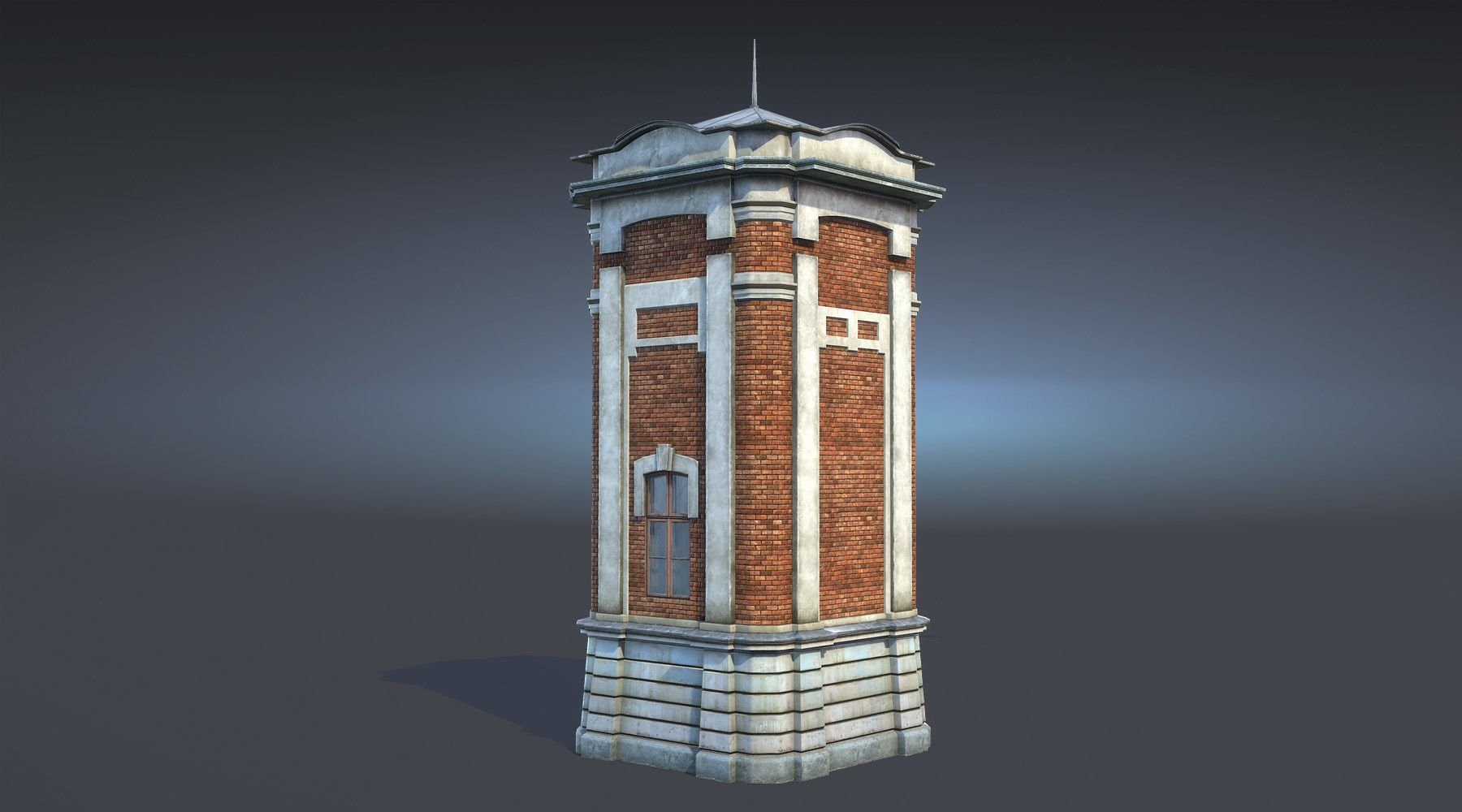 Water Tower 01 Low-poly 3D model_3