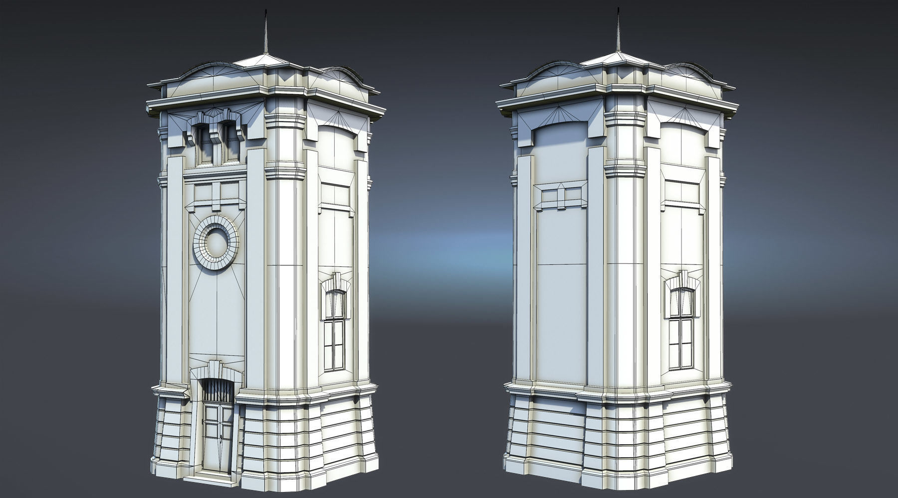 Water Tower 01 Low-poly 3D model_1