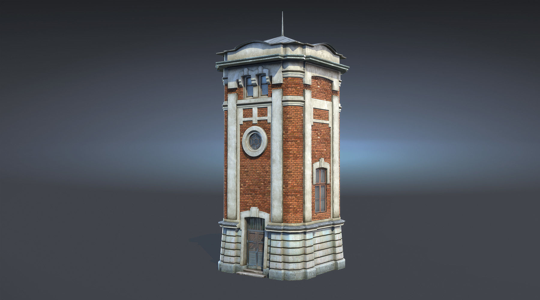 Water Tower 01 Low-poly 3D model_2