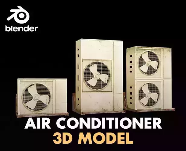 old air conditioner Low-poly 3D model