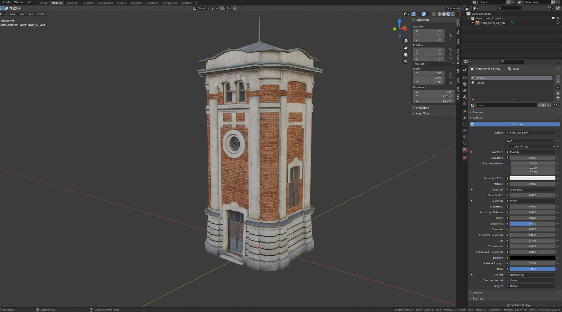 Water Tower 01 Ver 2 Low-poly 3D model_12