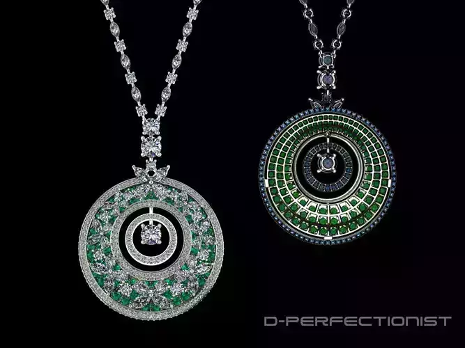 Graff-Butterfly Diamond and Emerald Necklace 