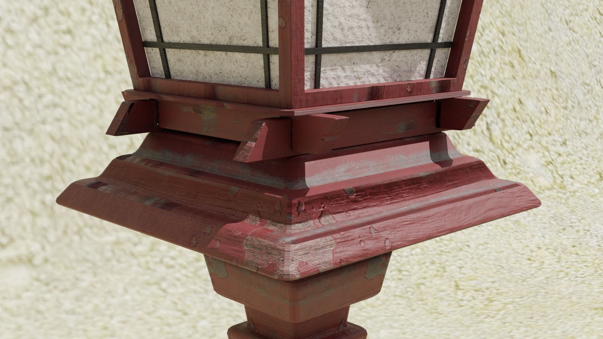 Japanese Post Lantern Decoration 3D model_2
