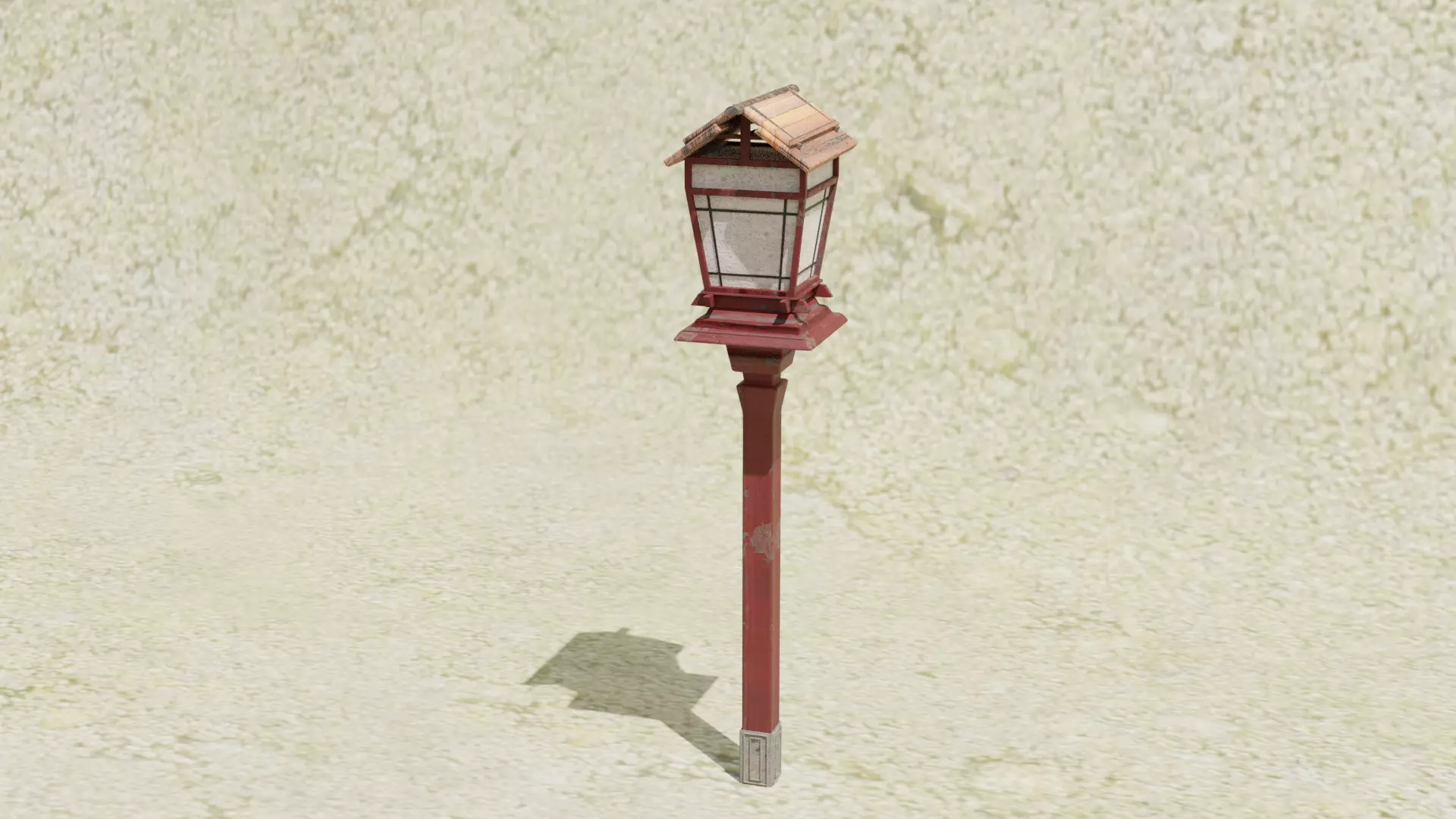 Japanese Post Lantern Decoration 3D model_0