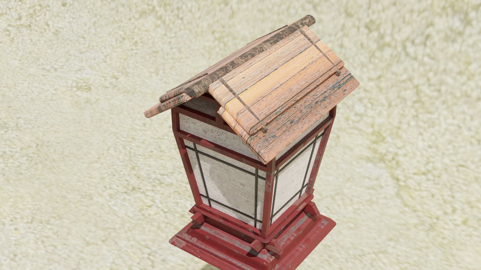 Japanese Post Lantern Decoration 3D model_4