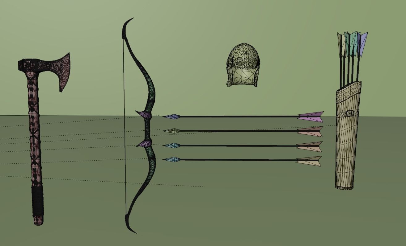 female warrior  Low-poly 3D model_13