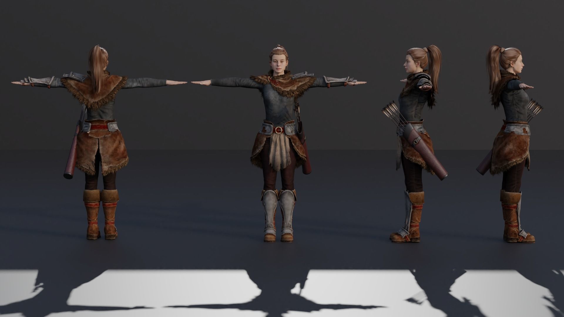 female warrior  Low-poly 3D model_7