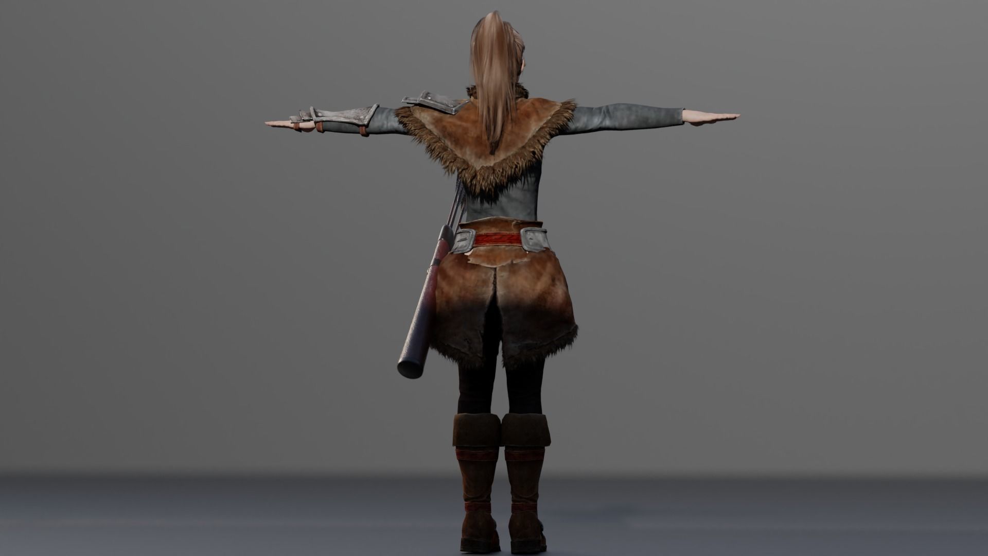 female warrior  Low-poly 3D model_5