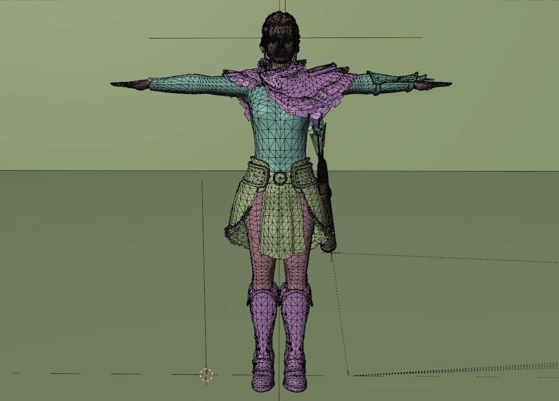 female warrior  Low-poly 3D model_10