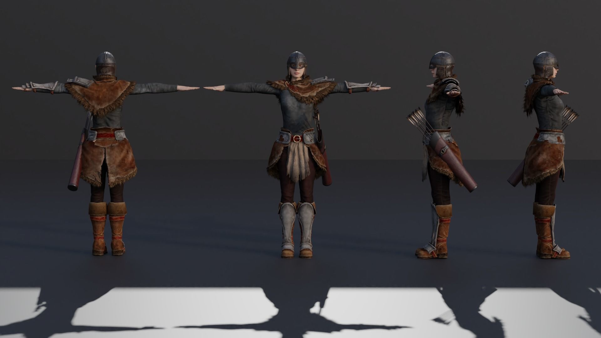 female warrior  Low-poly 3D model_8