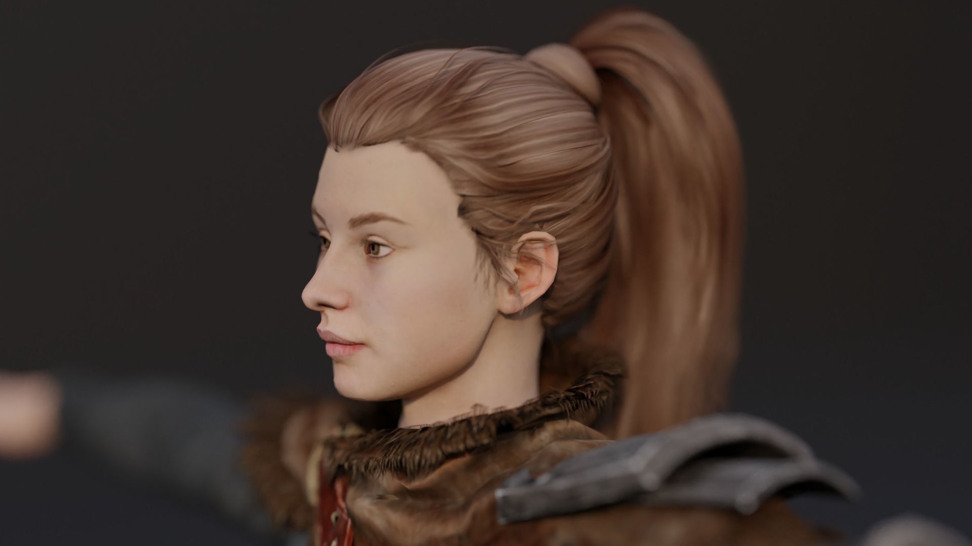 female warrior  Low-poly 3D model_4