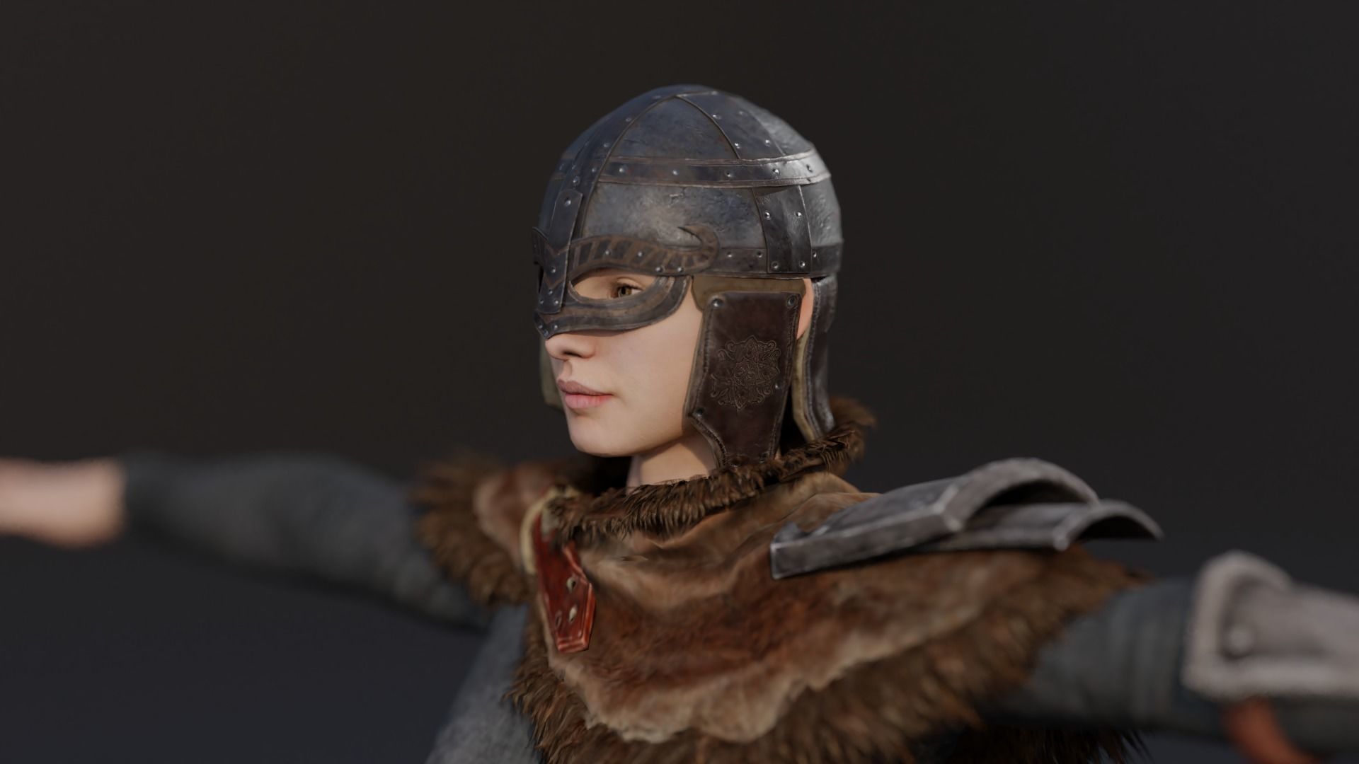 female warrior  Low-poly 3D model_6