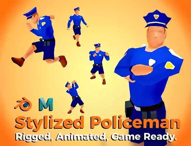 Stylized Policeman - Hyper Casual Game  Low-poly 3D model