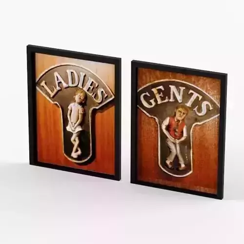 Funny Ceramic Relief Toilet Signs Ladies and Gents