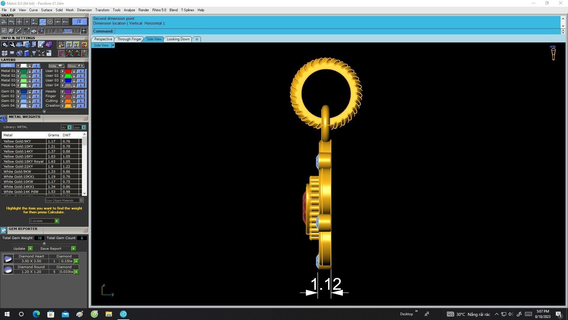 Heart Diamond Charm Bracelet Jewelry Model 6664 3D print model_5